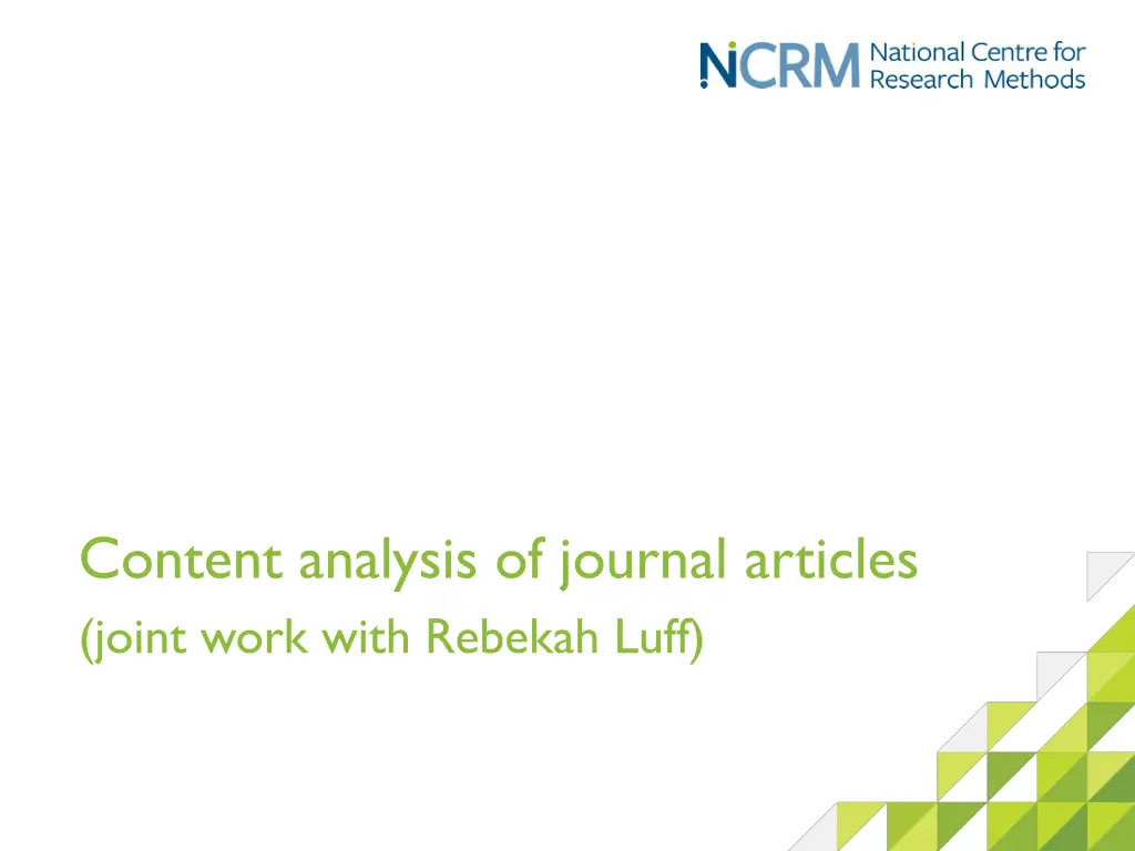 content analysis of journal articles joint work