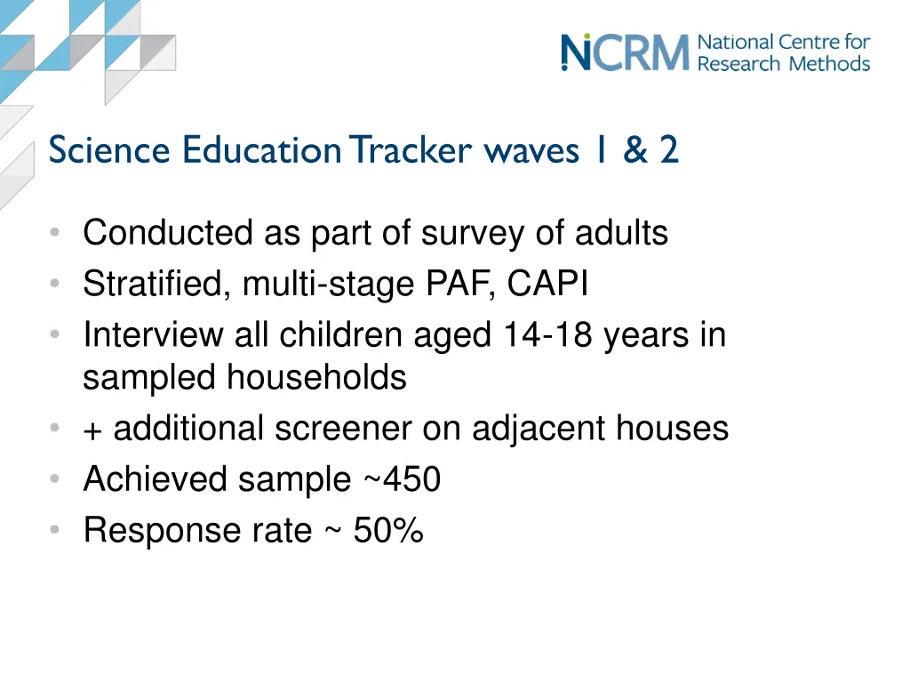 science education tracker waves 1 2