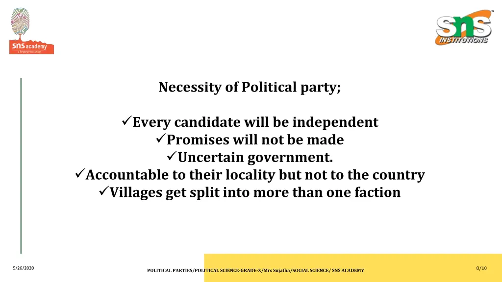 necessity of political party