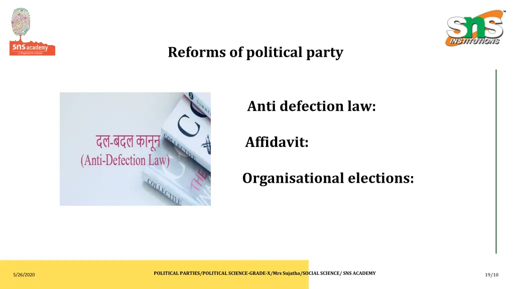 reforms of political party