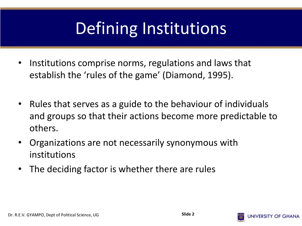 defining institutions