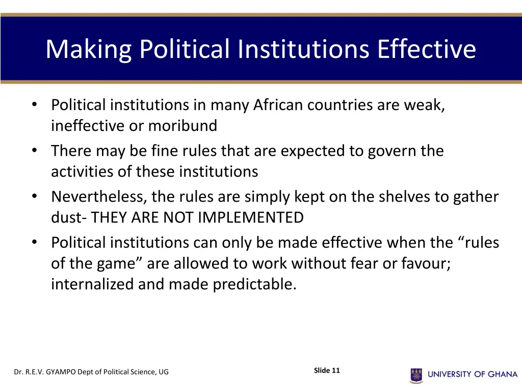 making political institutions effective