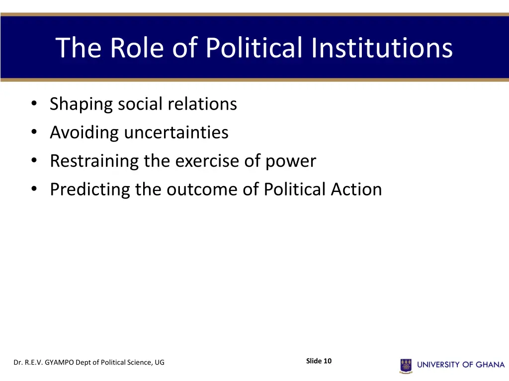 the role of political institutions