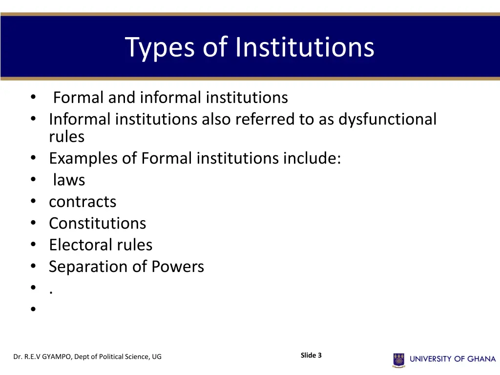 types of institutions