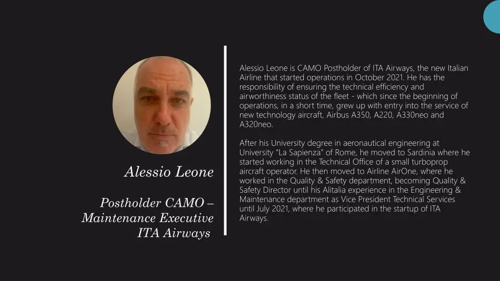 alessio leone is camo postholder of ita airways