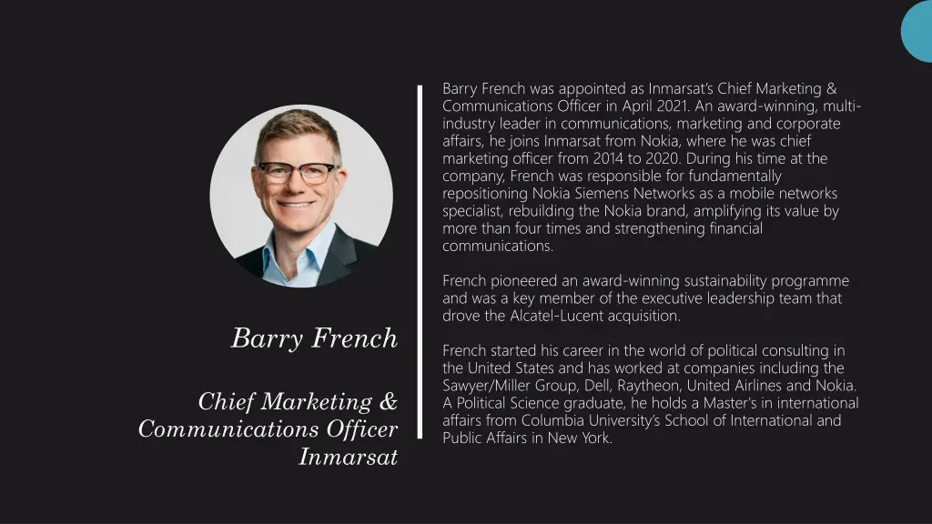 barry french was appointed as inmarsat s chief