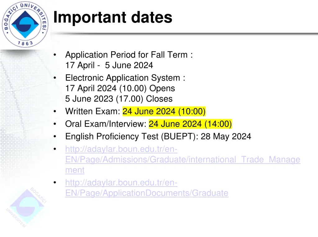 important dates