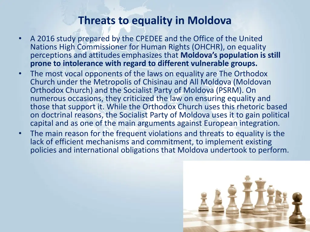 threats to equality in moldova