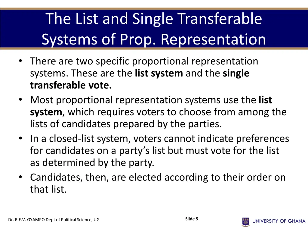 the list and single transferable systems of prop