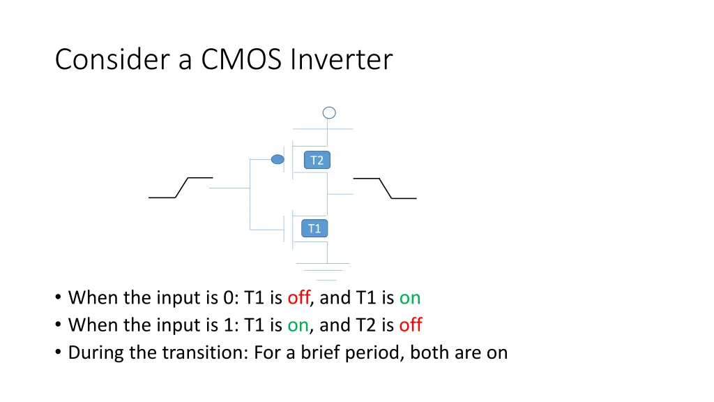 consider a cmos inverter