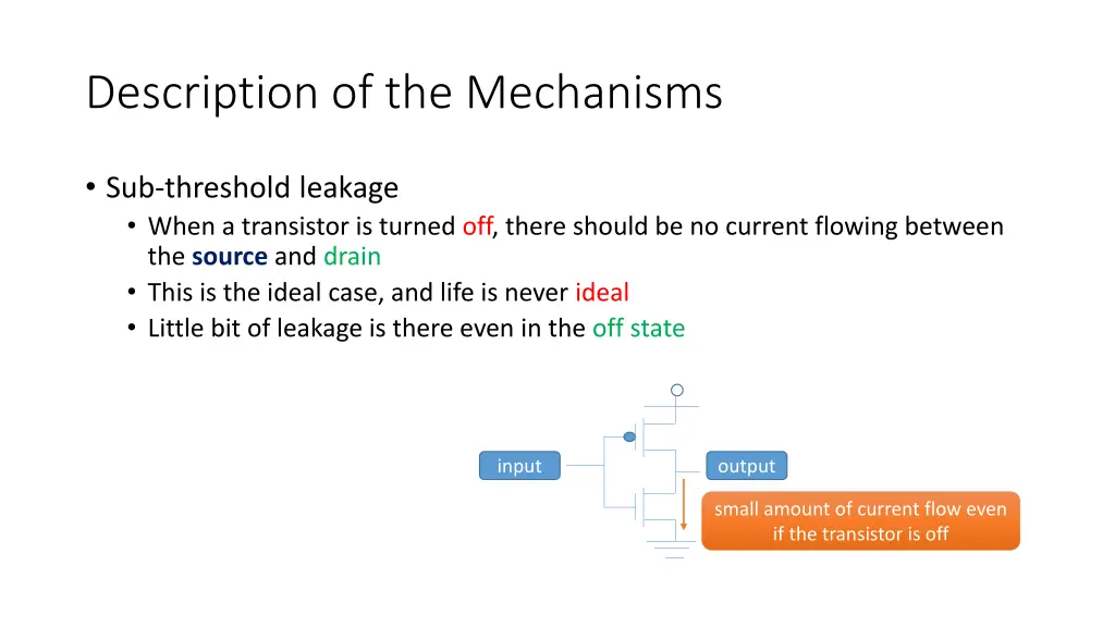 description of the mechanisms