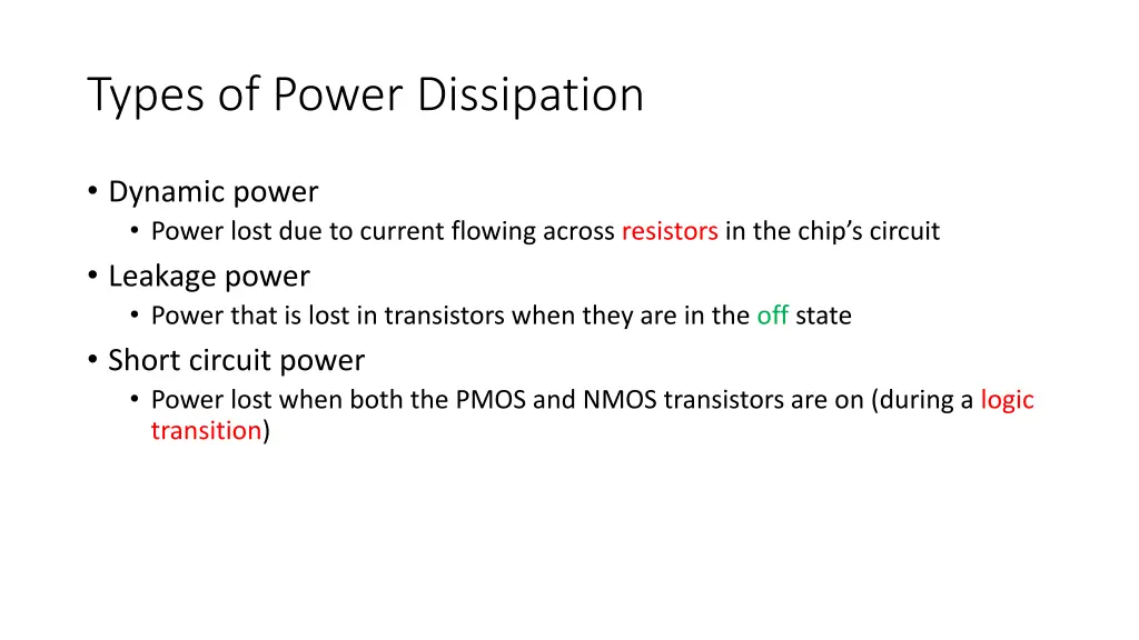 types of power dissipation