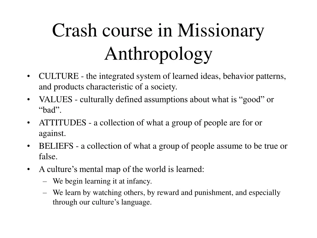 crash course in missionary anthropology