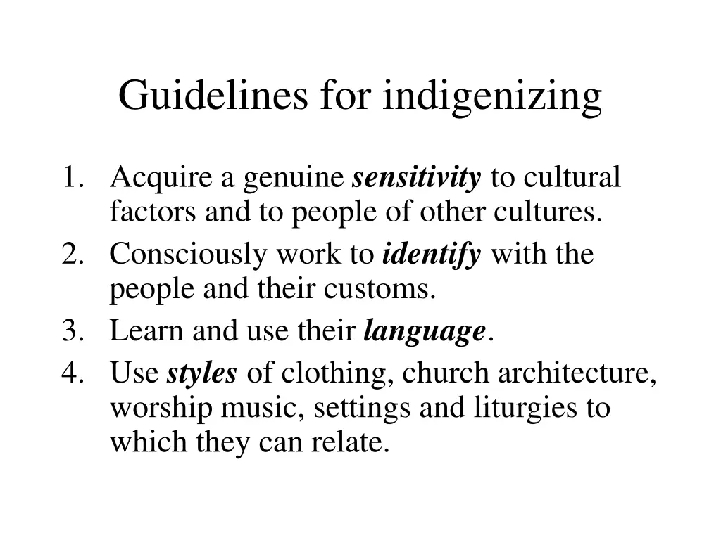 guidelines for indigenizing