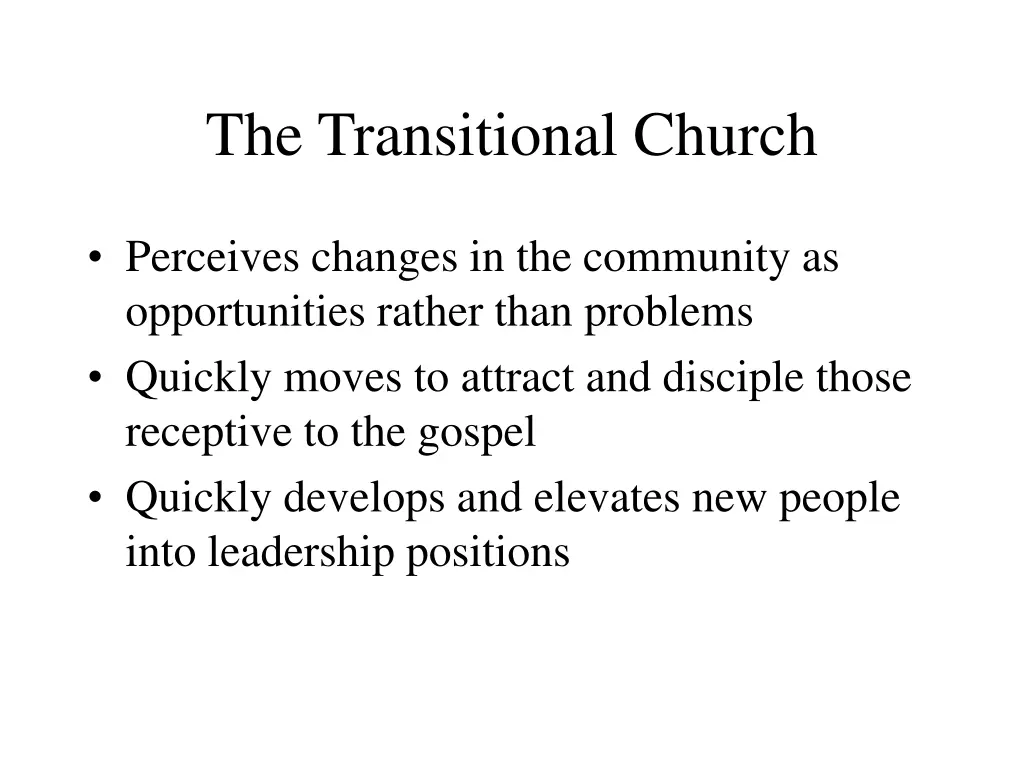 the transitional church