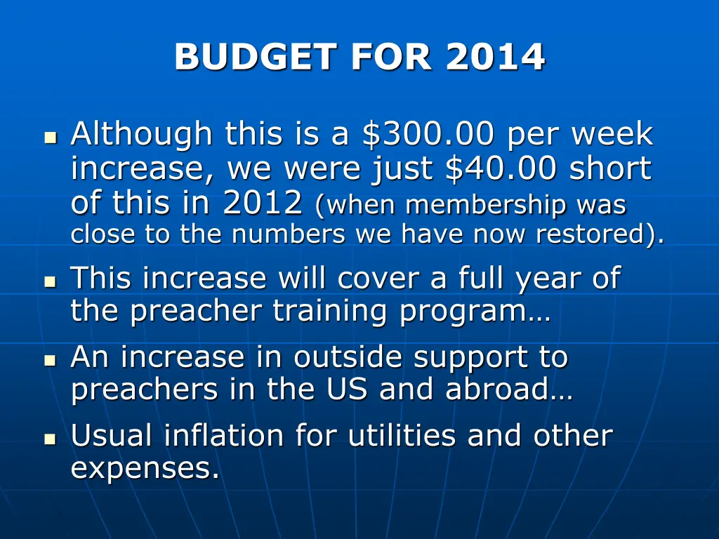 budget for 2014 1