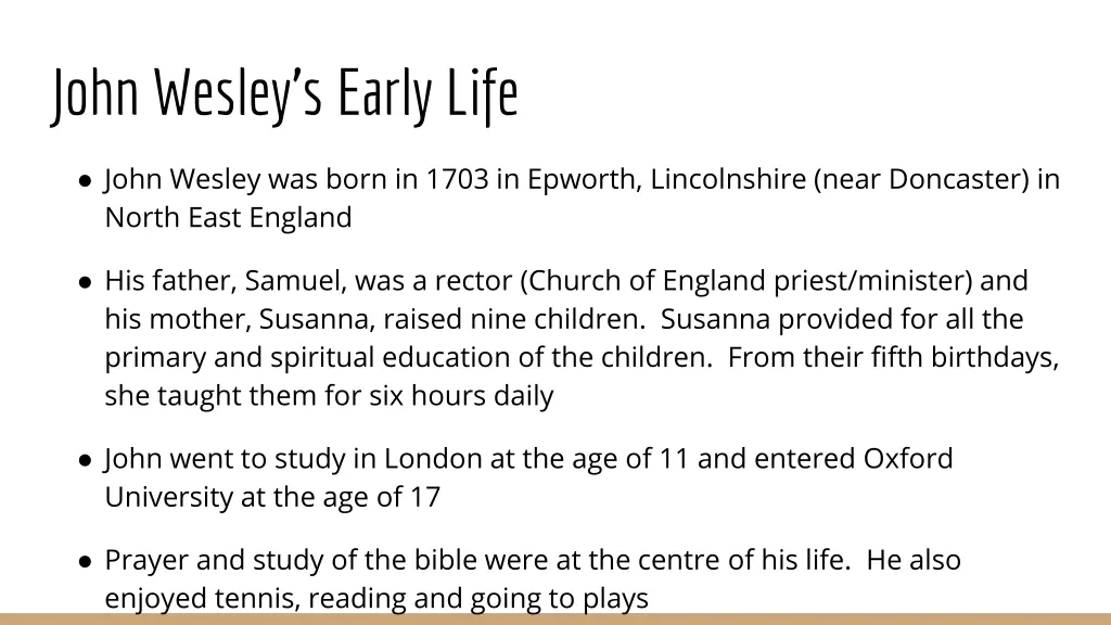 john wesley s early life