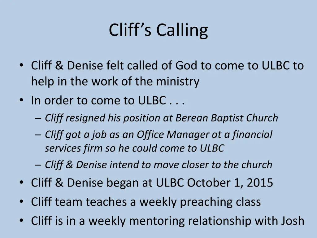 cliff s calling