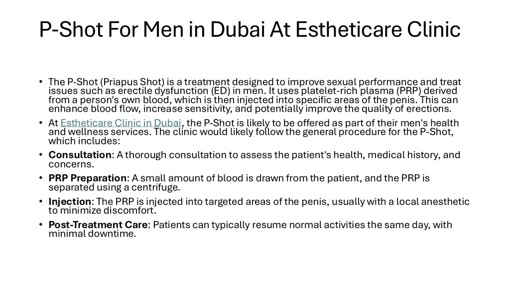 p shot for men in dubai at estheticareclinic