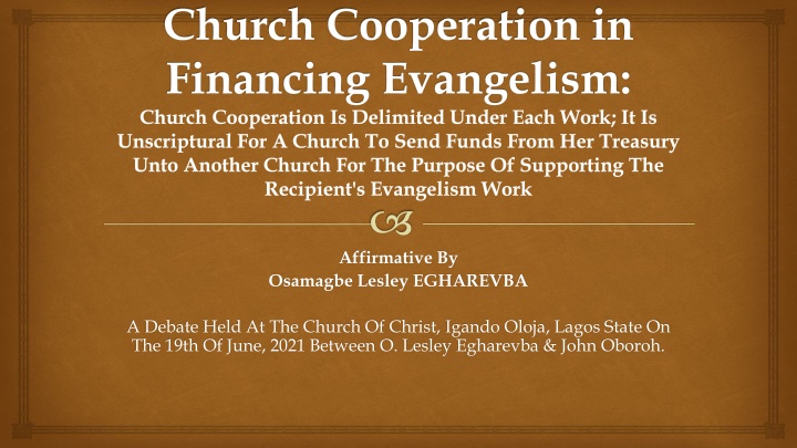 church cooperation in financing evangelism church