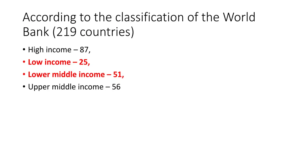 according to the classification of the world bank