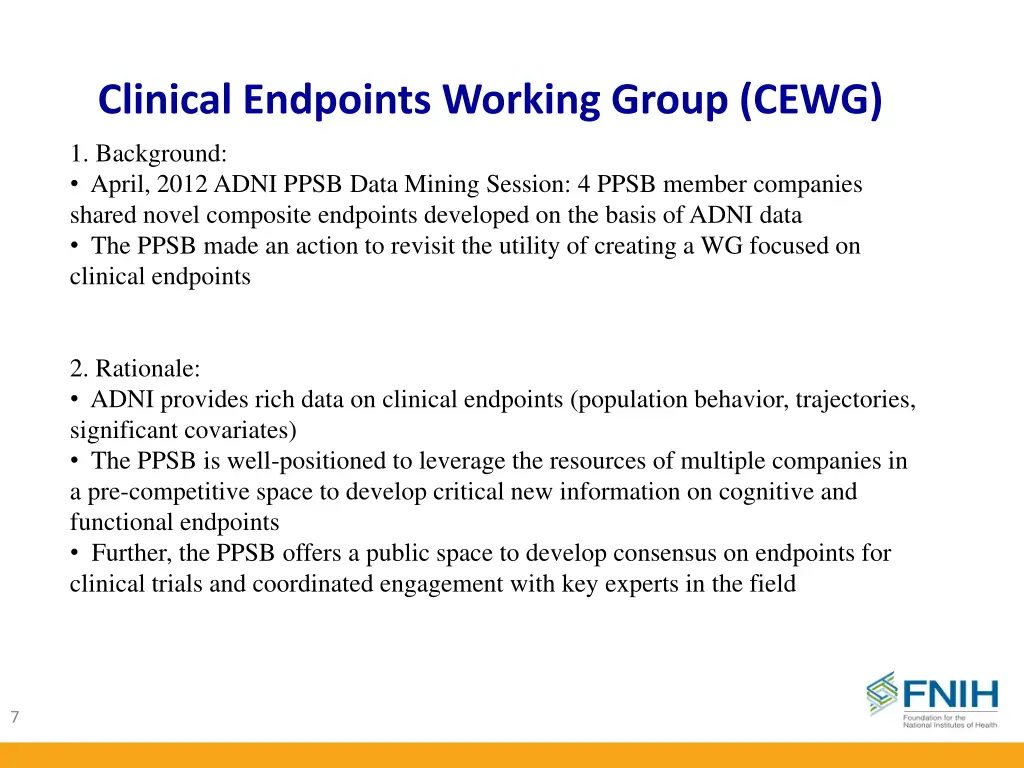 clinical endpoints working group cewg