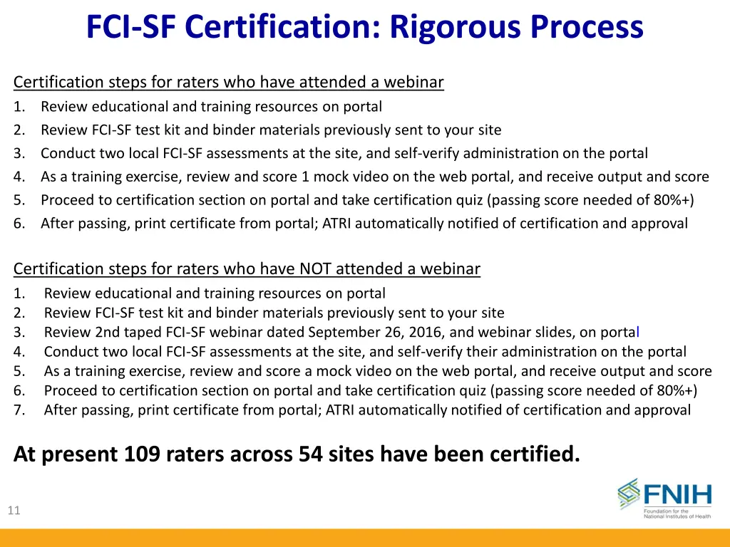 fci sf certification rigorous process