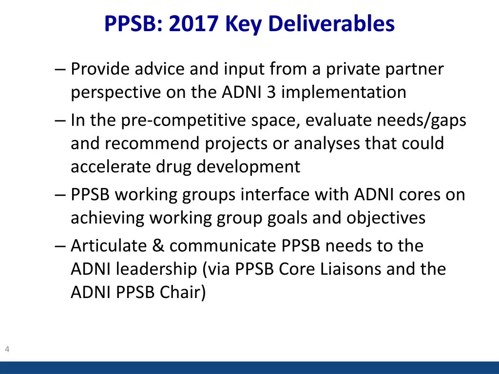 ppsb 2017 key deliverables