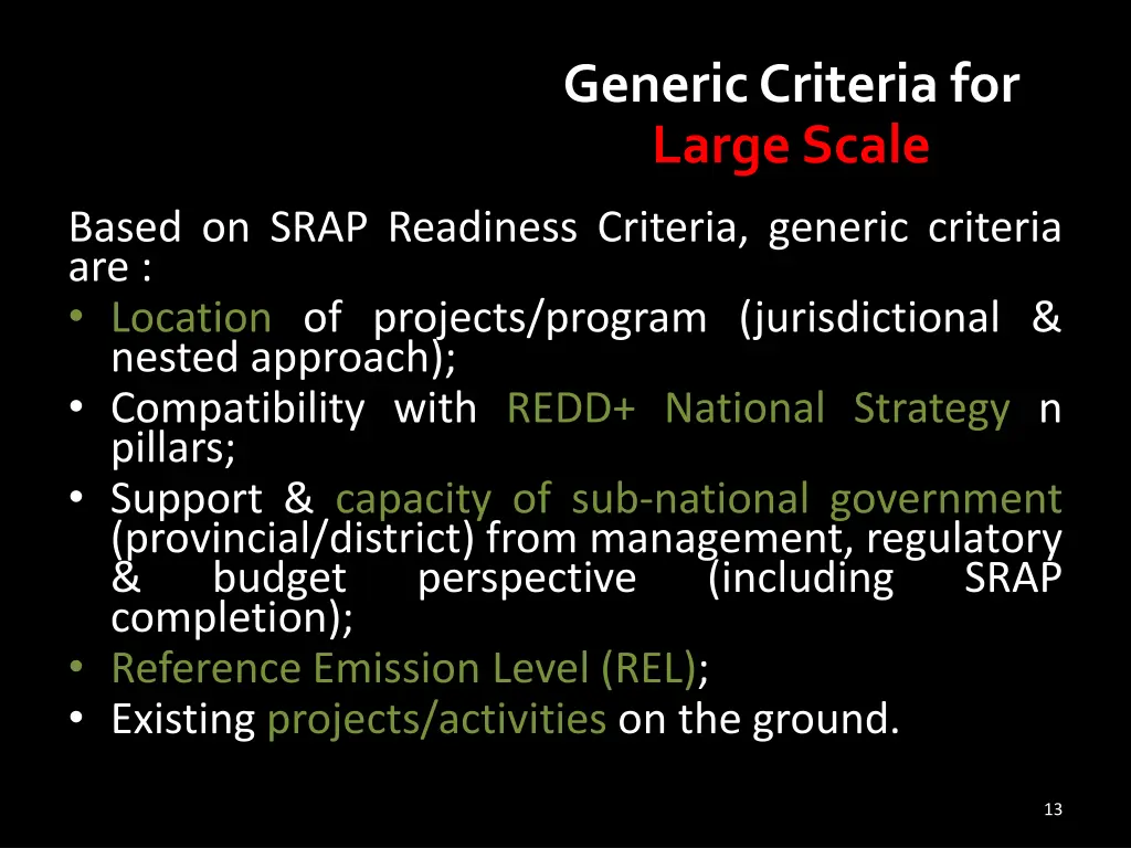 generic criteria for large scale