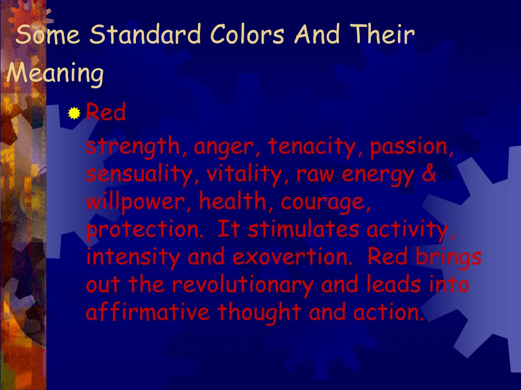 some standard colors and their meaning