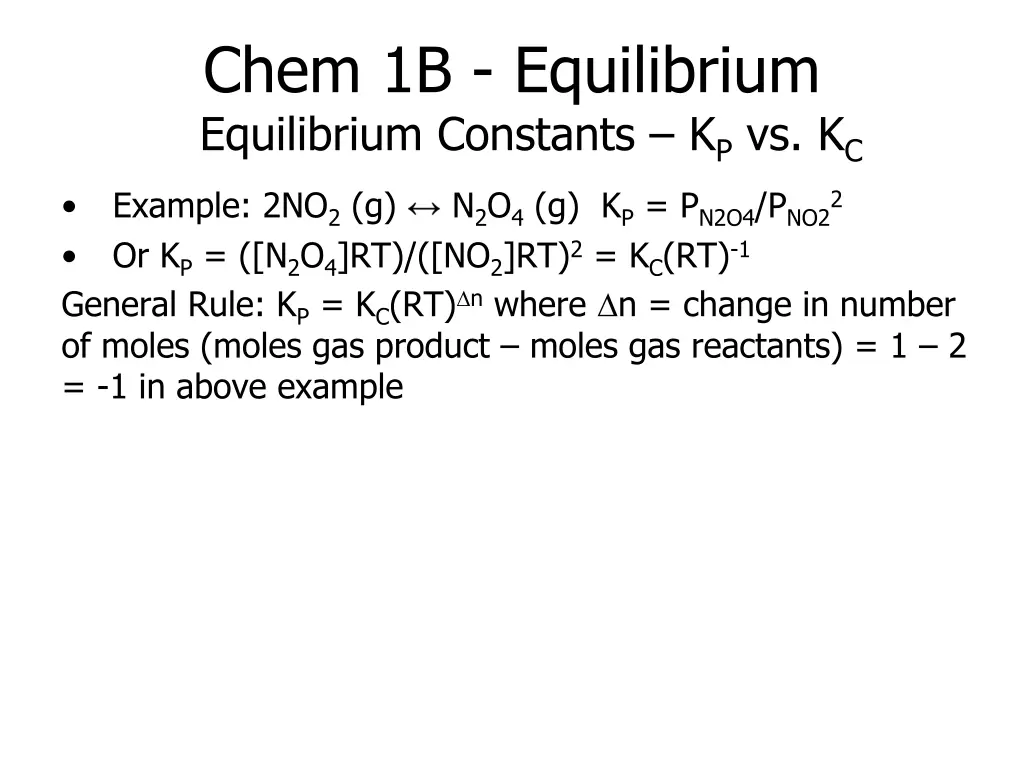 chem 1b equilibrium equilibrium constants 1