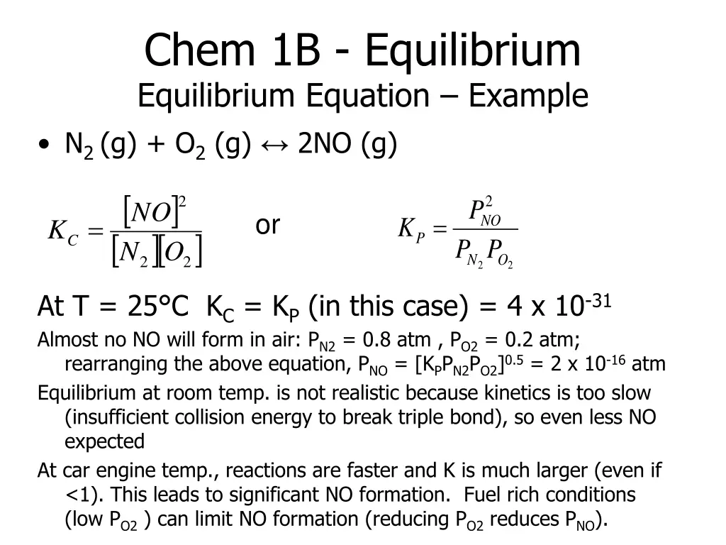 chem 1b equilibrium equilibrium equation example