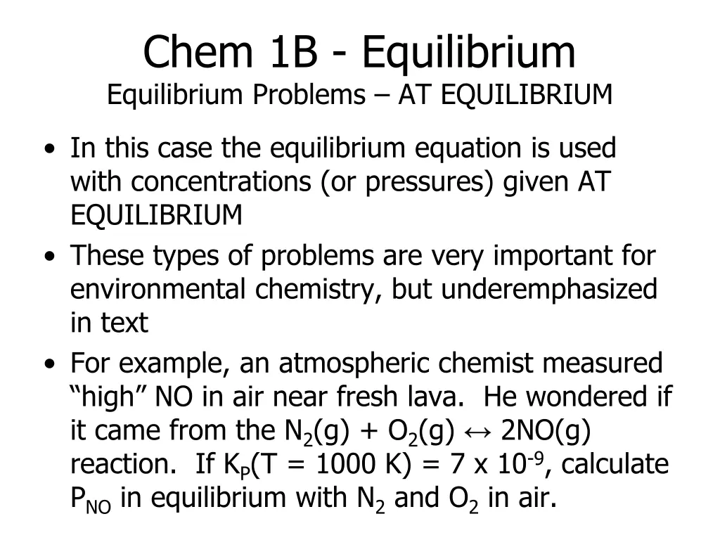 chem 1b equilibrium equilibrium problems