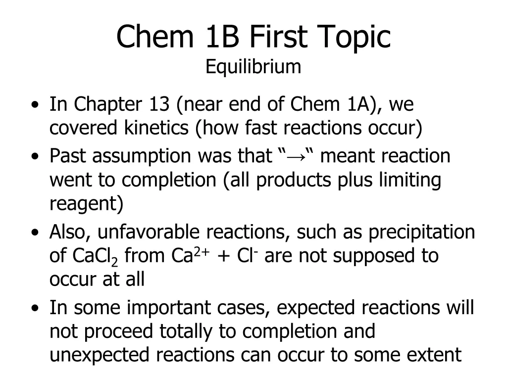 chem 1b first topic equilibrium