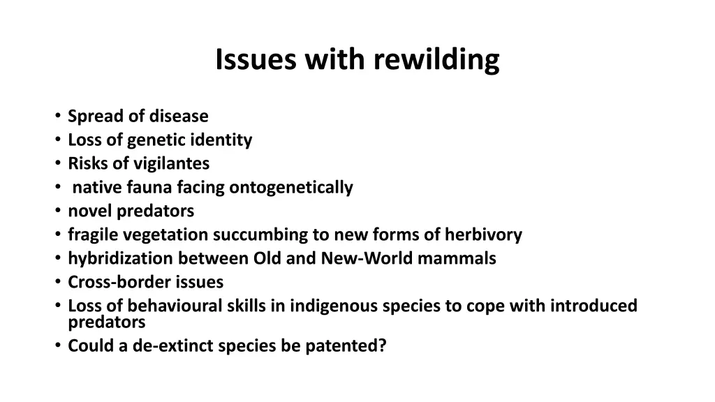 issues with rewilding