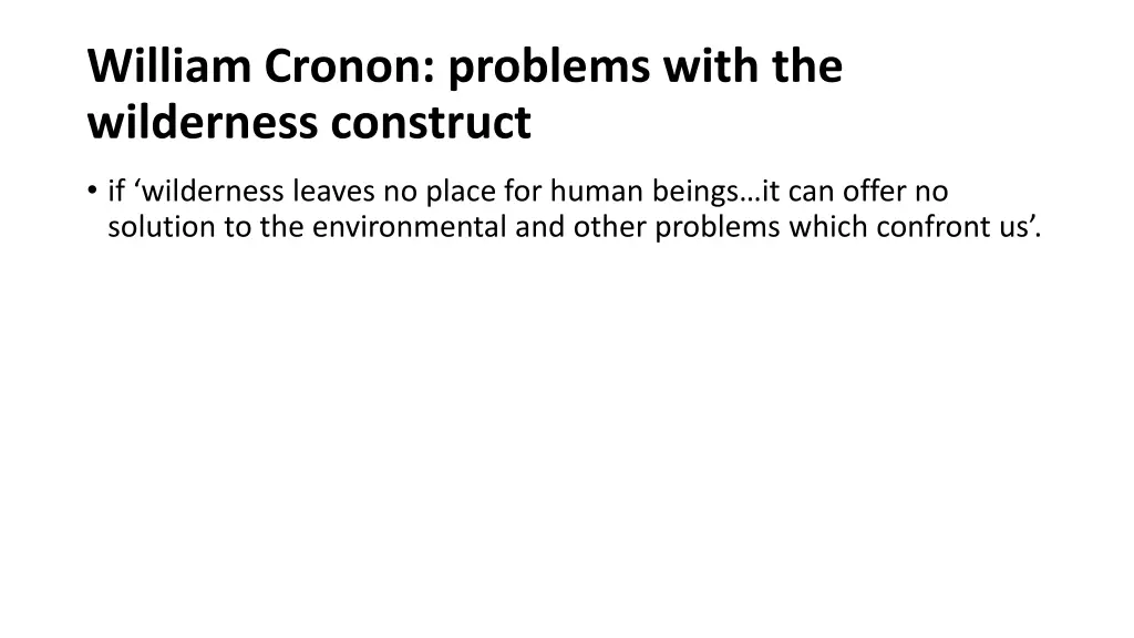 william cronon problems with the wilderness