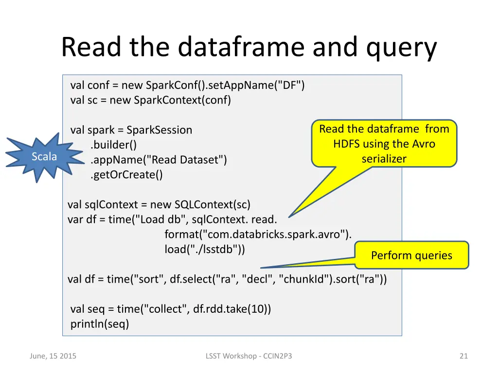 read the dataframe and query