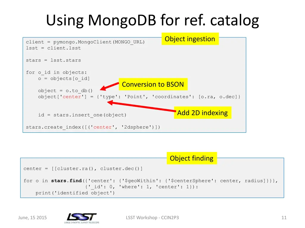 using mongodb for ref catalog