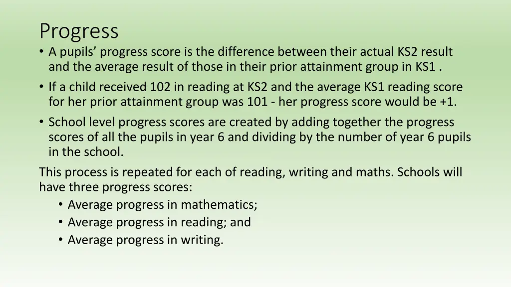 progress a pupils progress score