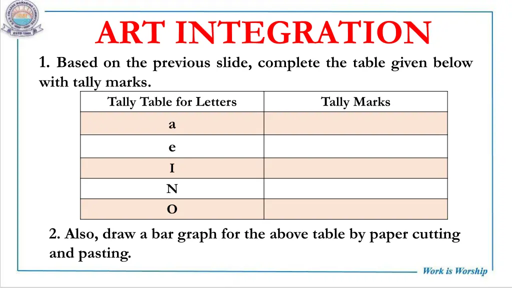 art integration 1 based on the previous slide