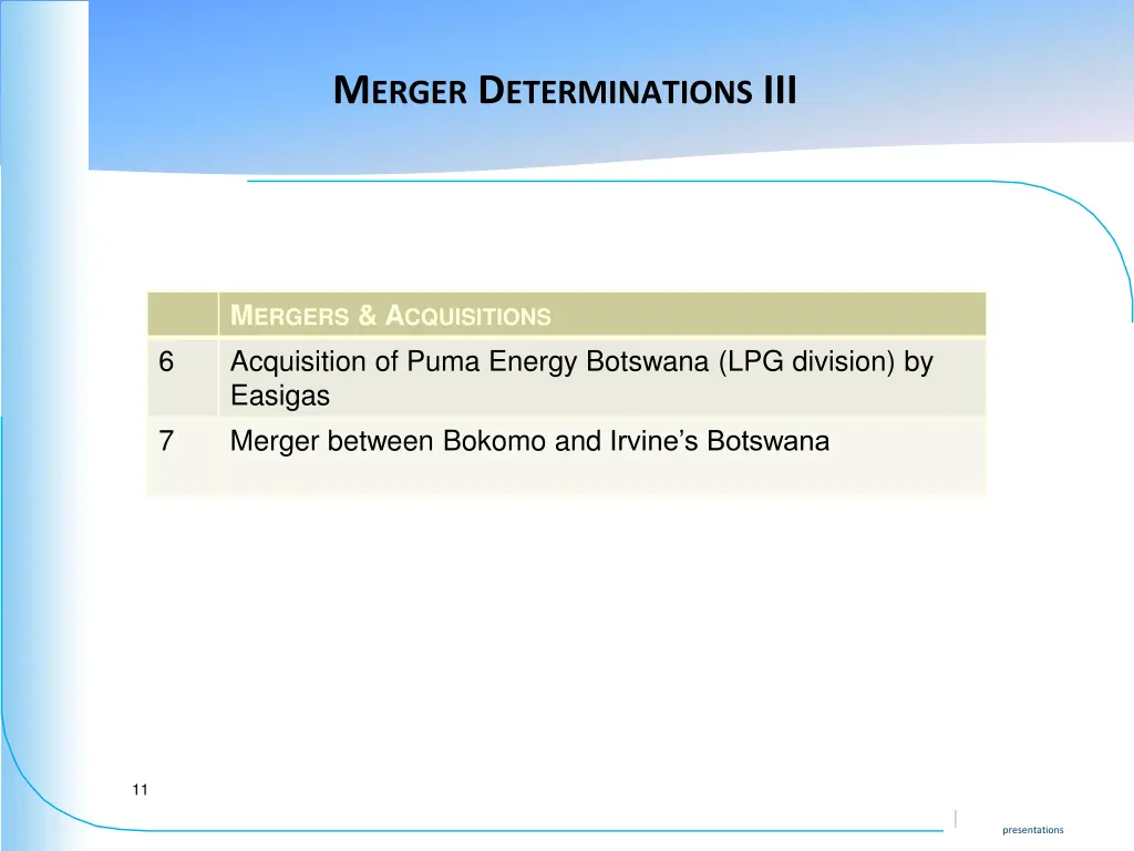 m erger d eterminations iii