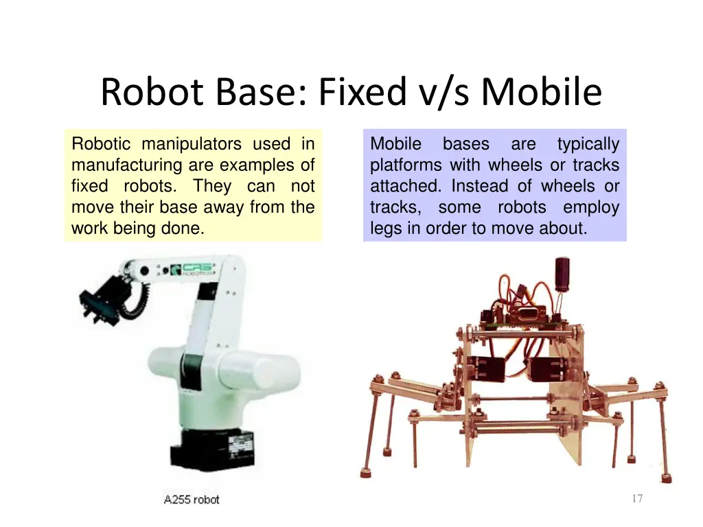 robot base fixed v s mobile