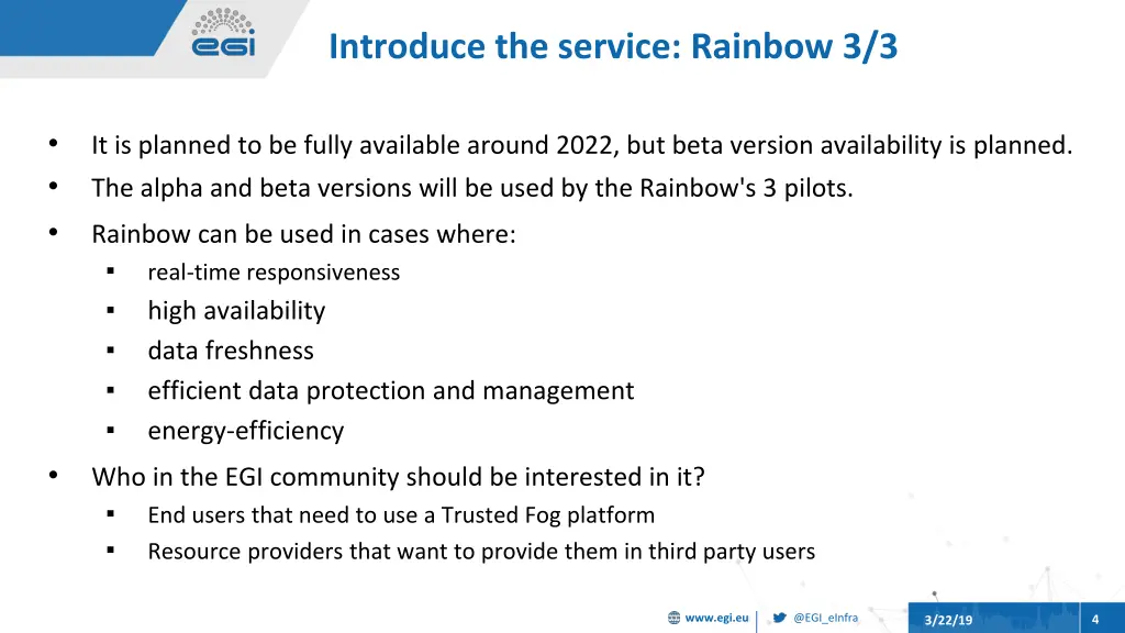 introduce the service rainbow 3 3