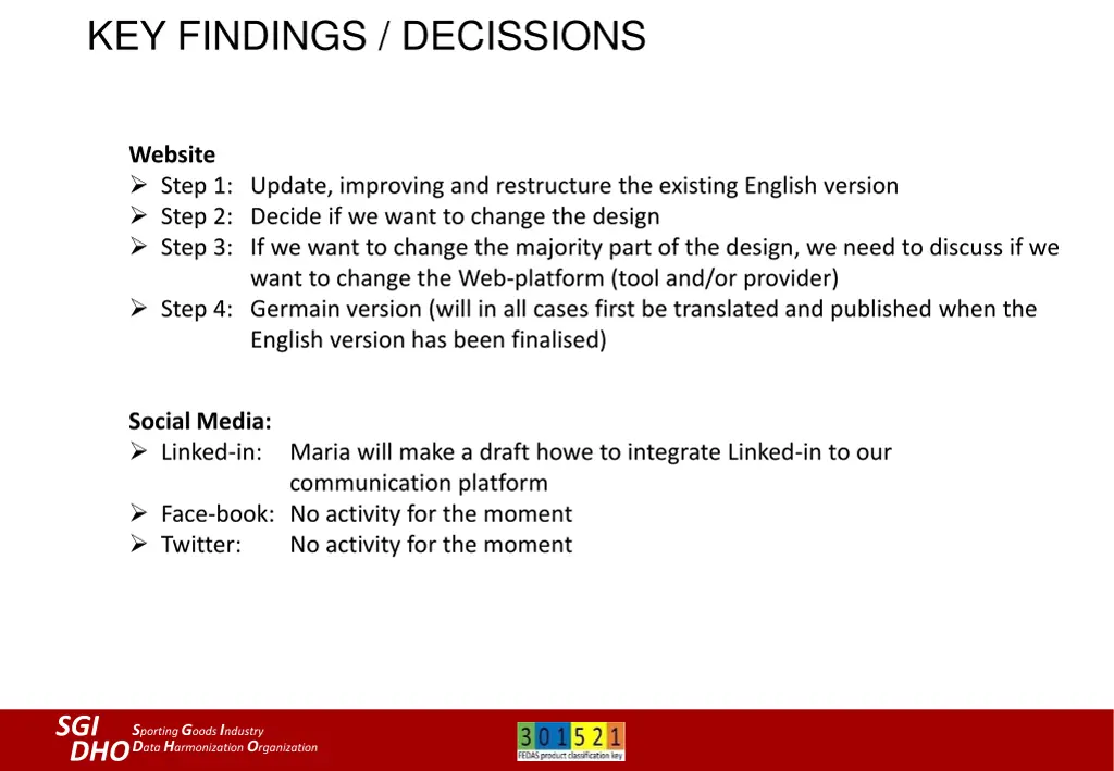 key findings decissions