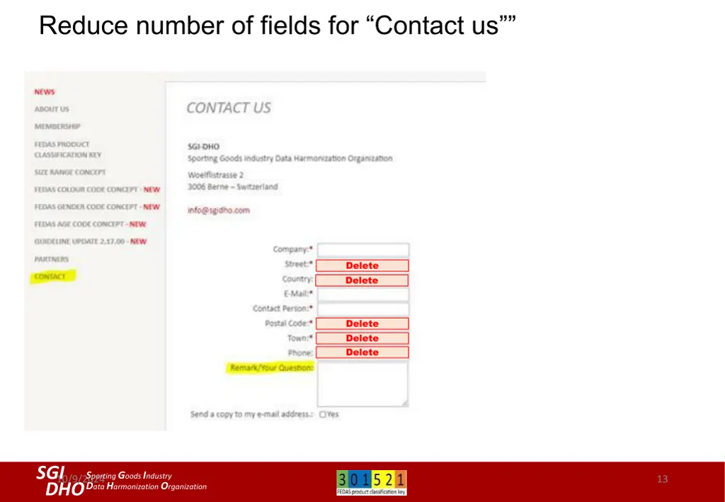 reduce number of fields for contact us