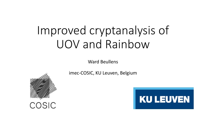 improved cryptanalysis of uov and rainbow