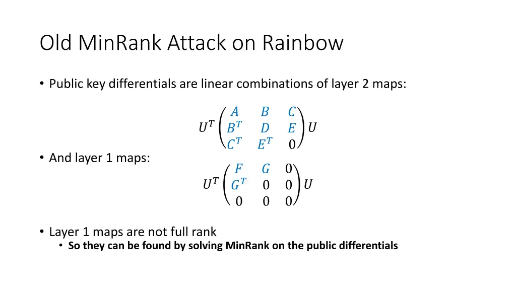 old minrank attack on rainbow