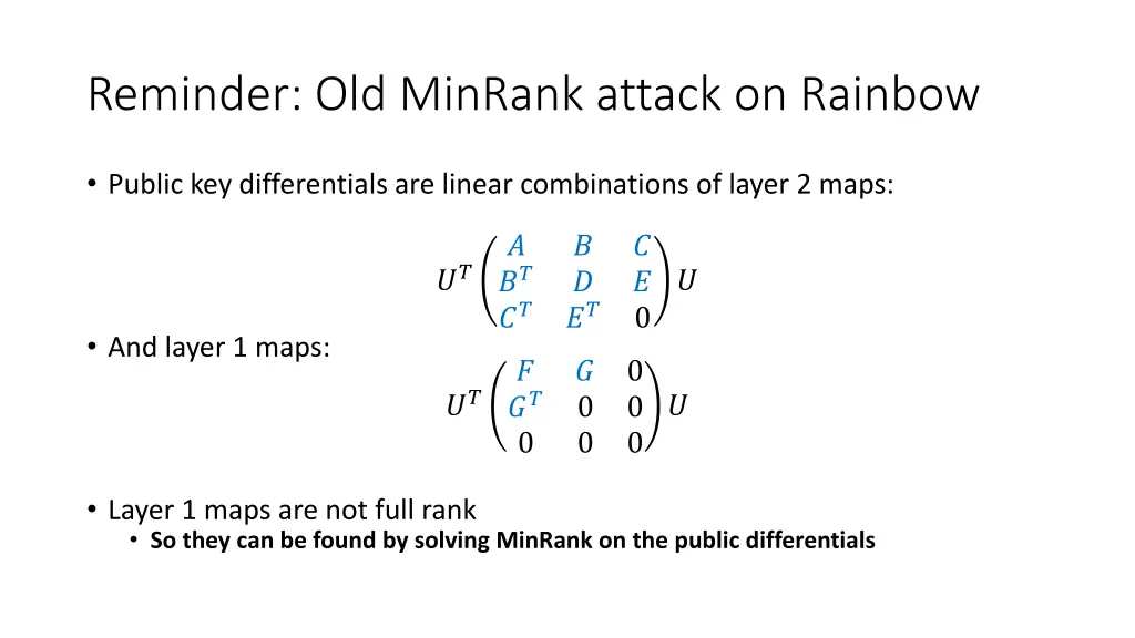 reminder old minrank attack on rainbow