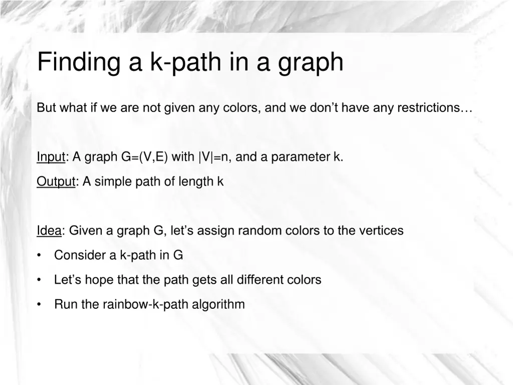 finding a k path in a graph