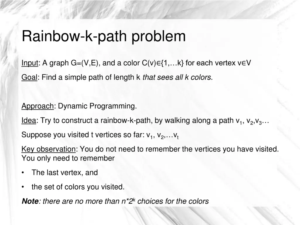 rainbow k path problem